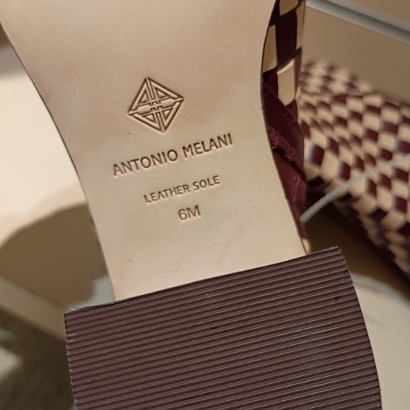 ANTONIO MELANI Burgundy and Cream Checkered Heeled Boots - Picture 2 of 3